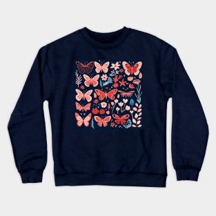 Butterfly and flowers pattern Crewneck Sweatshirt